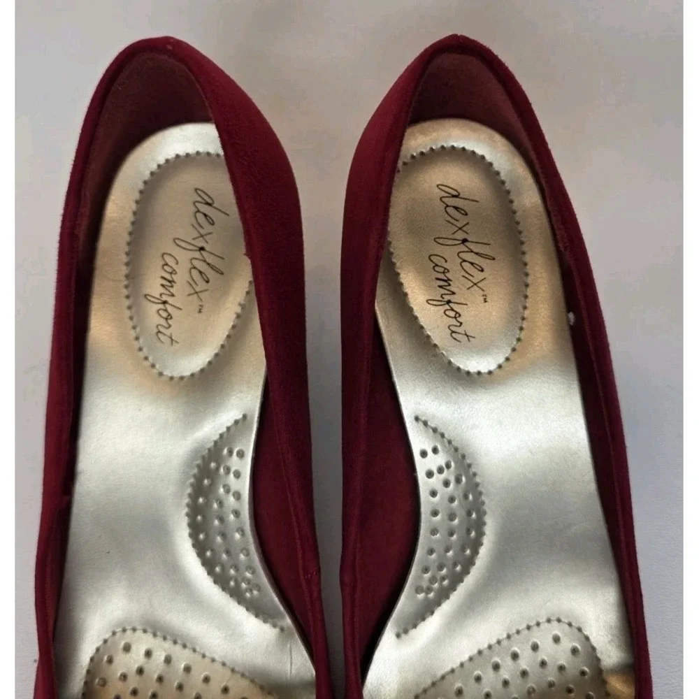 Womens Size 6.5 Dexflex Comfort Karma Round Toe Red Pump High Heel Shoes